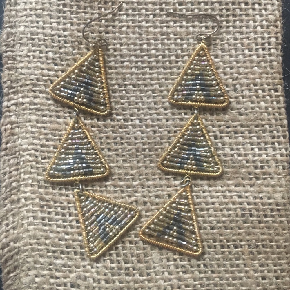 Gold Beaded Statement Earrings